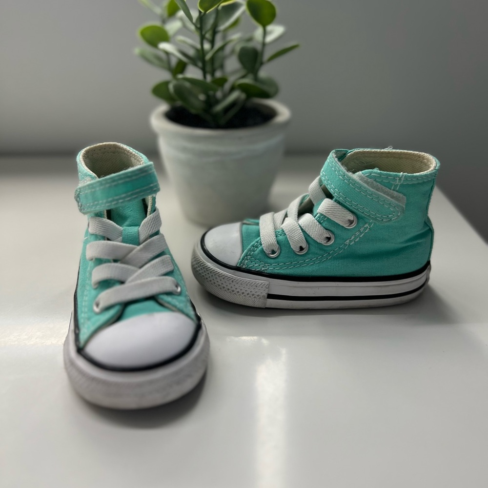 Kids Turquoise High-Top Sneakers